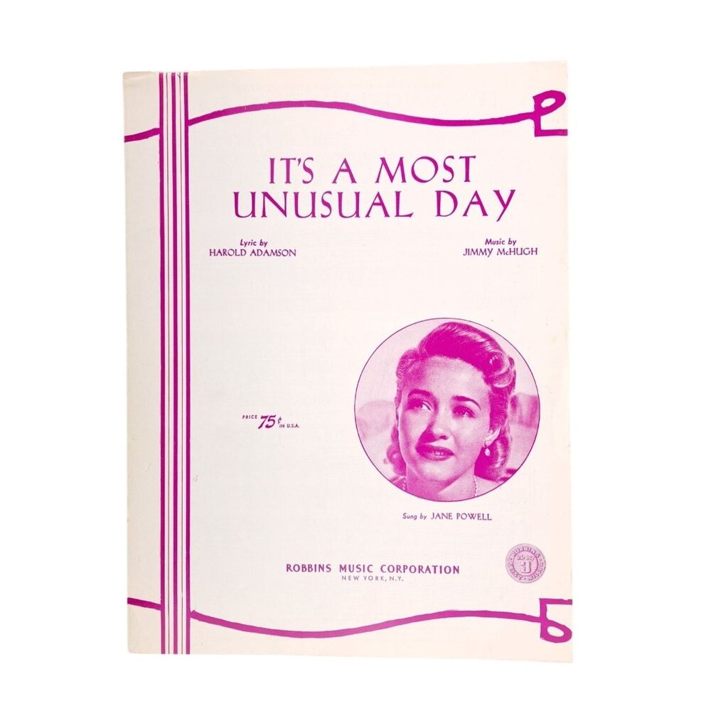 Vintage Sheet Music A Most Unusual Day 1948 Jane Powell Date With Judy Movie